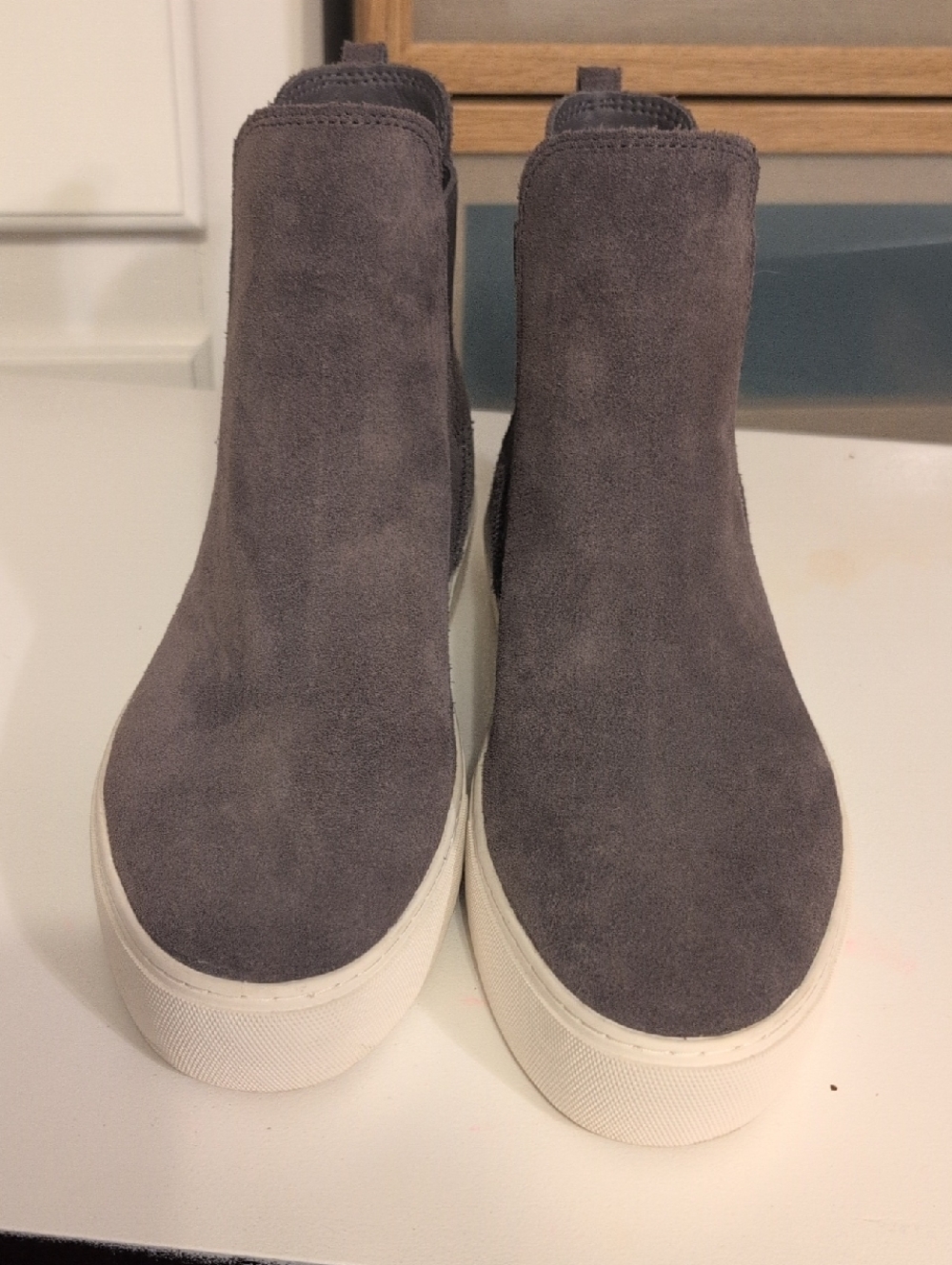 UGG Gray Suede Platform Ankle Booties